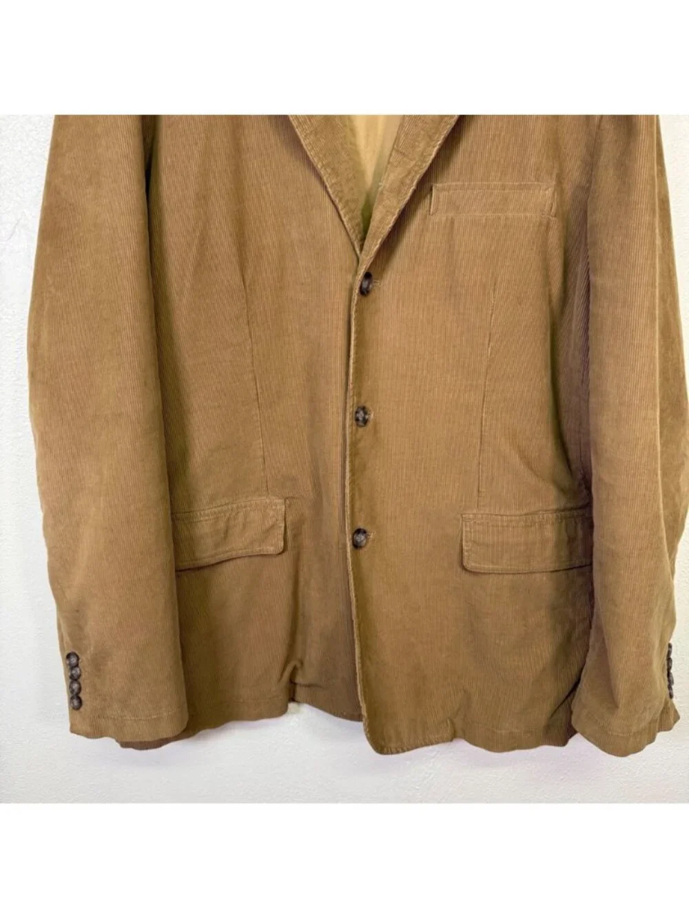 J Crew Mens Blazer Brown Corduroy 3 Button Sport Coat Jacket Academia Size XL